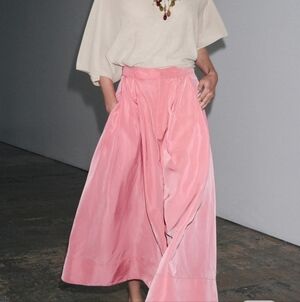 ZARA ZW COLLECTION MIDI SKIRT | PINK